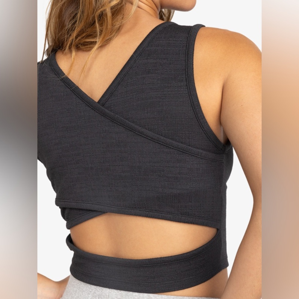 Roxy Good Keepsake Crop Top Wrap Criss Cross Open Back Navy Blue - Picture 2 of 14